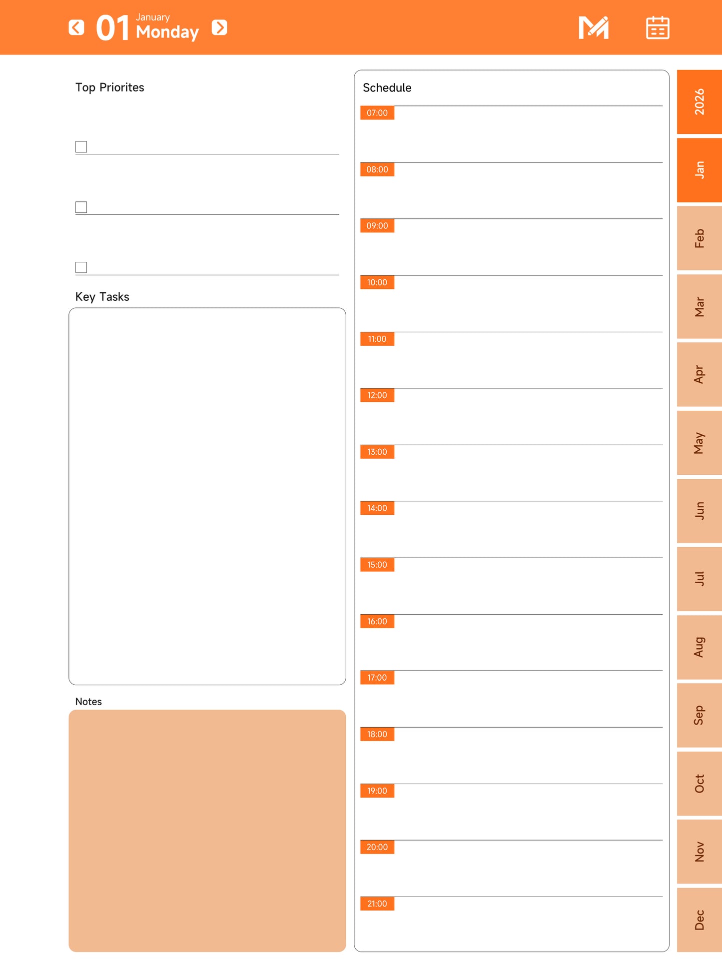 2026 Daily Planner Compatible with reMarkable 2, Paper Pro & Paper Pro Move