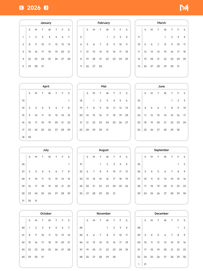 2026 Weekly Planner - Compatible with reMarkable 2, Paper Pro & Paper Pro Move